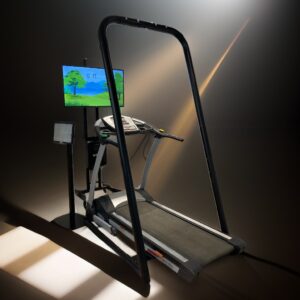 A specialized treadmill setup with GaitBetter technology for gait rehabilitation.